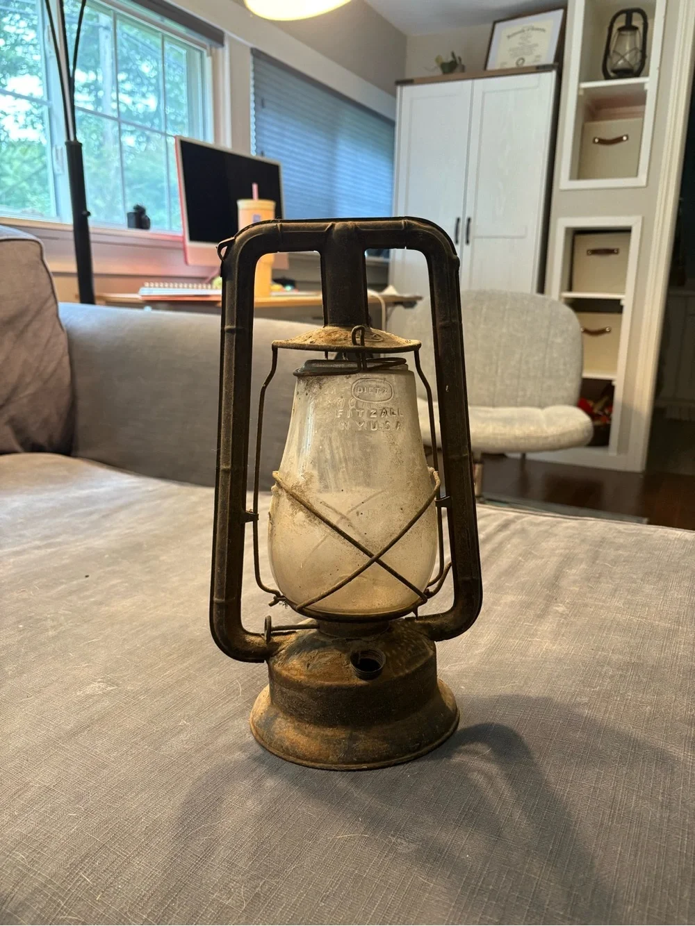 Vintage Metal Hurricane Lantern - Rustic Brown